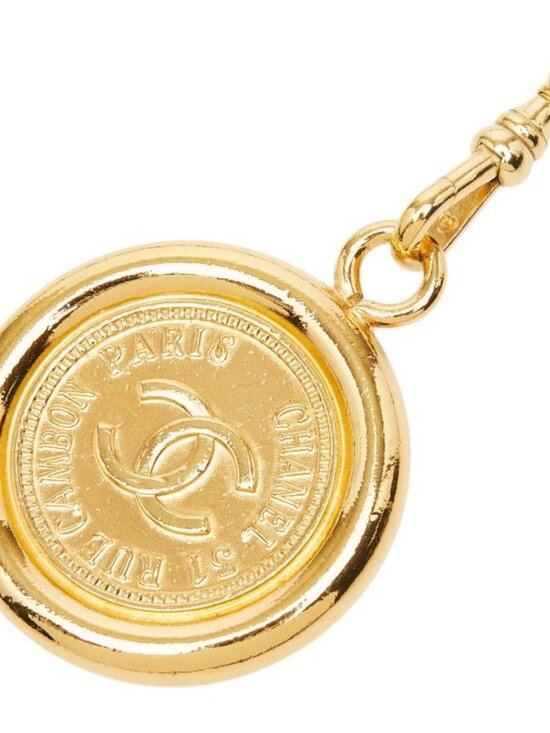 Chanel Vintage Chain Belt Gold Black Plated Leather
